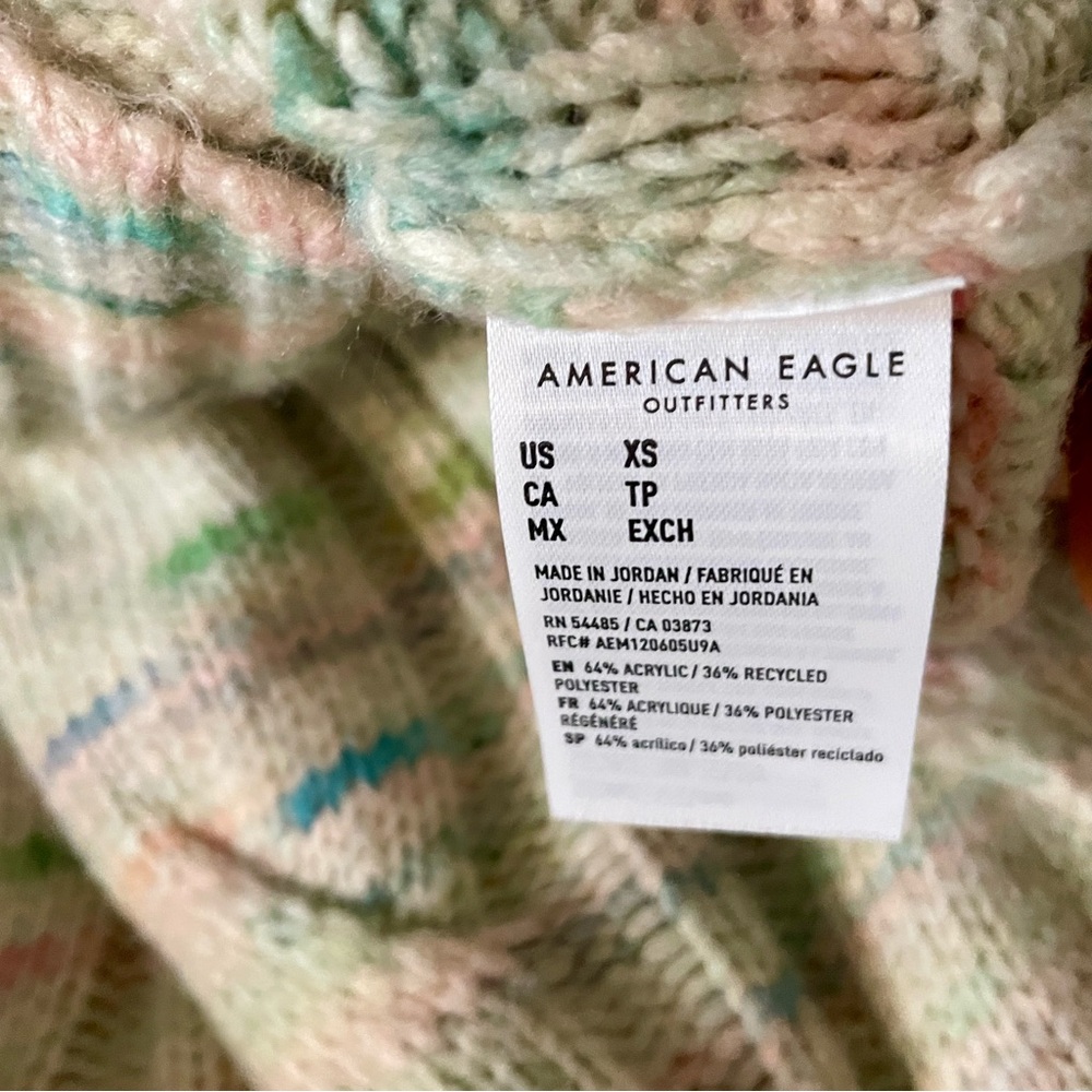 American Eagle Outfitters Cream Multicolor Cable Knit  Sweater - Picture 12 of 13